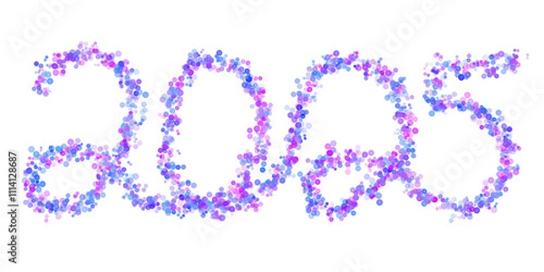Fototapeta 2025 made with multicolored bokeh lights effect, Purple, Blue, Violet color, Bokeh abstract isolated on white background, Blur, Glitter, Illustration design, Happy New Year