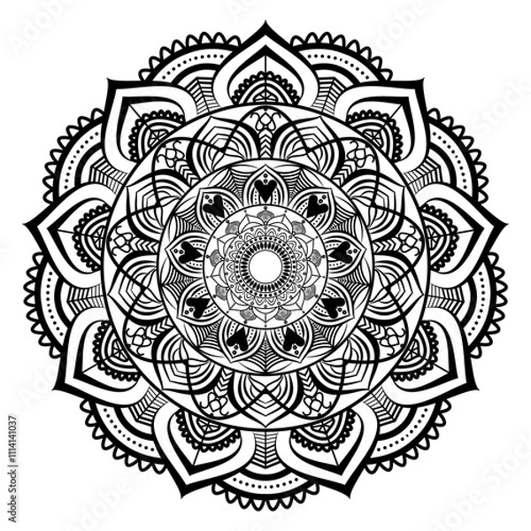 Fototapeta Geometric mandala pattern design with black white background