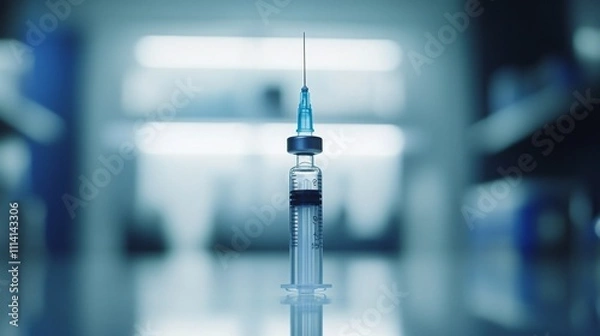 Fototapeta Close-Up of Syringe with Transparent Cap in Clinical Setting