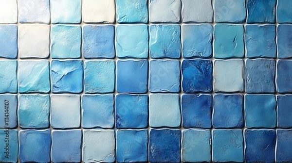 Fototapeta A minimalist monochromatic grid of tiles with a blue color scheme.
