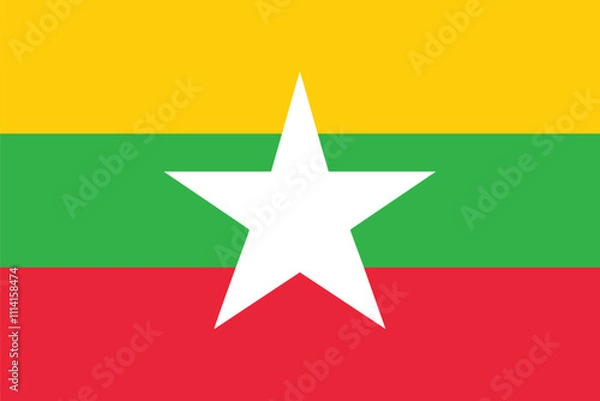 Fototapeta myanmar shiny realistic 3d background national waving flag