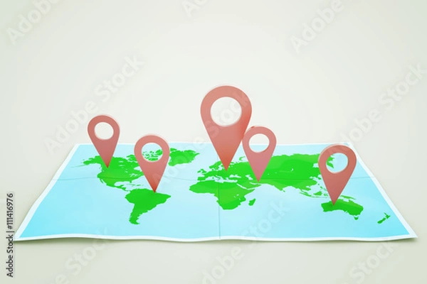Fototapeta Map on light background
