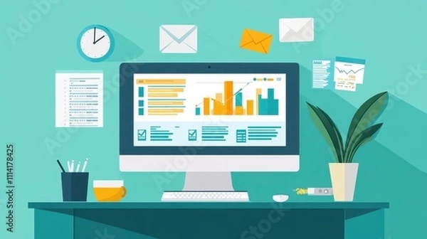 Fototapeta Productivity Dashboard: Data Visualization and Analytics Tools for Efficient Work