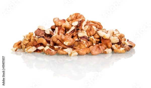 Fototapeta Pile of walnuts isolated on white background.