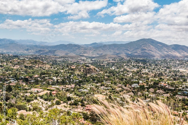 Obraz View of mountains and city from Mt. Helix Park in La Mesa, a city in San Diego, California. 