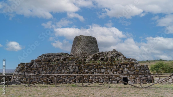 Fototapeta The impressive nuraghe santu antine, a megalithic edifice from the bronze age, dominates the landscape near torralba, sardinia