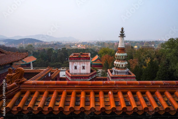 Obraz Tibetan architecture in the Four Great Regions of Summer Palace in Beijing.