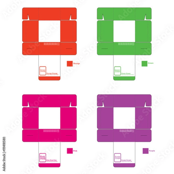 Obraz Pattern of colored square boxes, orange, green, pink and purple, with logo and text on white background