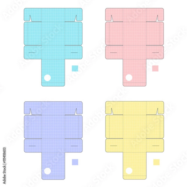 Obraz Pattern of pastel color square boxes, blue, yellow, pink and purple, on white background