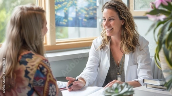 Fototapeta Naturopathic Consultation Showing A Practitioner Discussing a Treatment Plan