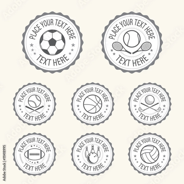 Fototapeta Set of various sport badge, label, emblem, icon in vector