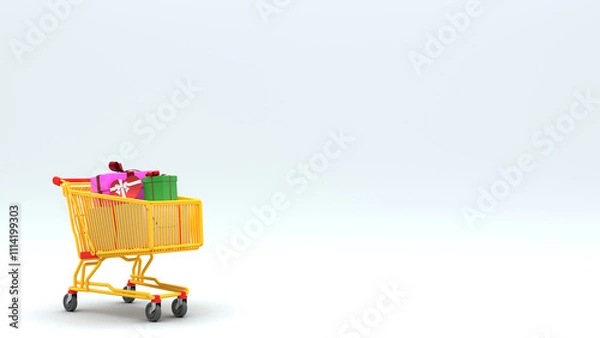 Obraz 3D christmas shopping cart background