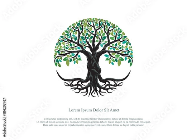 Fototapeta Circular Graphic Tree Brand Icon, tree and roots logo