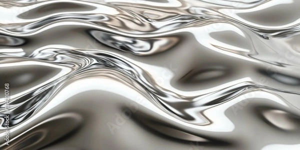 Fototapeta Shiny silver metallic texture with a soft reflective glow clean modern aesthetic smooth surface even studio lighting with soft shadows