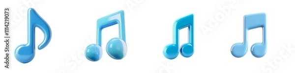 Fototapeta Double blue music notes with connected stems