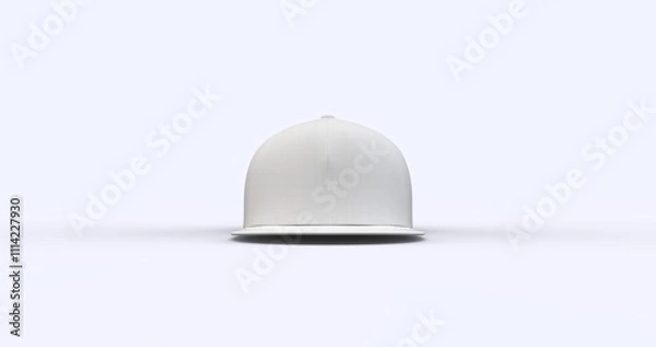 Fototapeta White trucker cap with flat visor 3D render realistic fleece-textured fabric. Perfect for branding advertising and fashion concepts showcasing a modern and versatile design top view