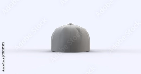 Fototapeta White trucker cap with flat visor 3D render realistic fleece-textured fabric. Perfect for branding advertising and fashion concepts showcasing a modern and versatile design back view