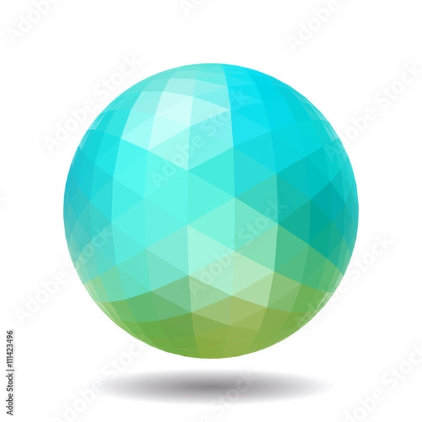 Obraz Abstract polygonal sphere for graphic design. Isolated on white
