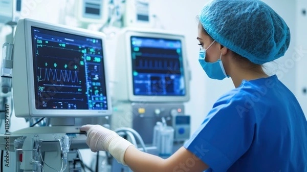 Obraz Medical Professional Checking Vital Signs on Device