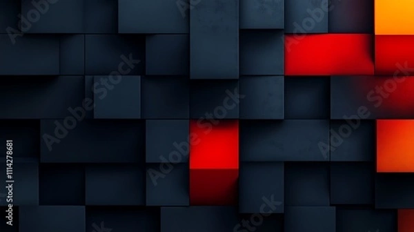 Fototapeta Multicolored Blocks on a Sleek, Textured Dark Backdrop
