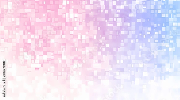 Fototapeta A mosaic pixel background with pastel shades of pink, blue, and lavender. the soft colors and pixel arrangement create a gentle and soothing design. Mosaic. Illustration