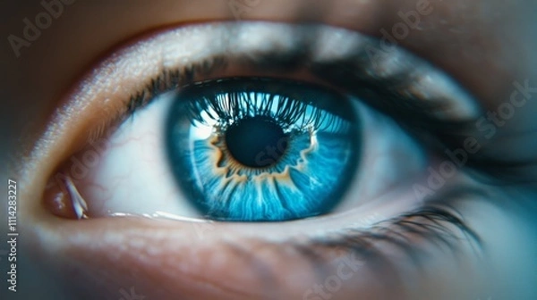 Fototapeta Captivating close-up of a blue eye nature macro photography studio intricate details of iris and pupil