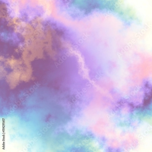 Fototapeta Fractal render, abstract fantasy background of colorful sky with colorful clouds