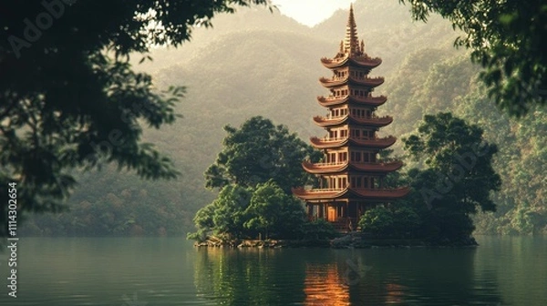 Fototapeta Majestic Tran Quoc Pagoda Surrounded by Nature