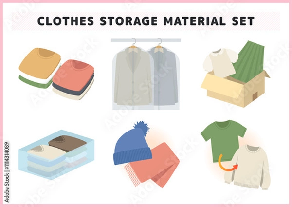 Fototapeta 衣替え・衣類収納などのイラスト素材セット