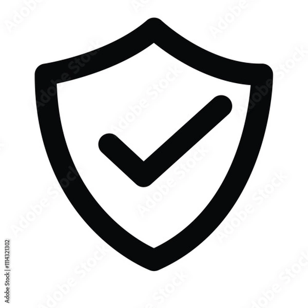 Fototapeta Verified protection icon. Control symbol. Privacy pictogram, flat vector sign isolated on white background. Simple vector illustration for