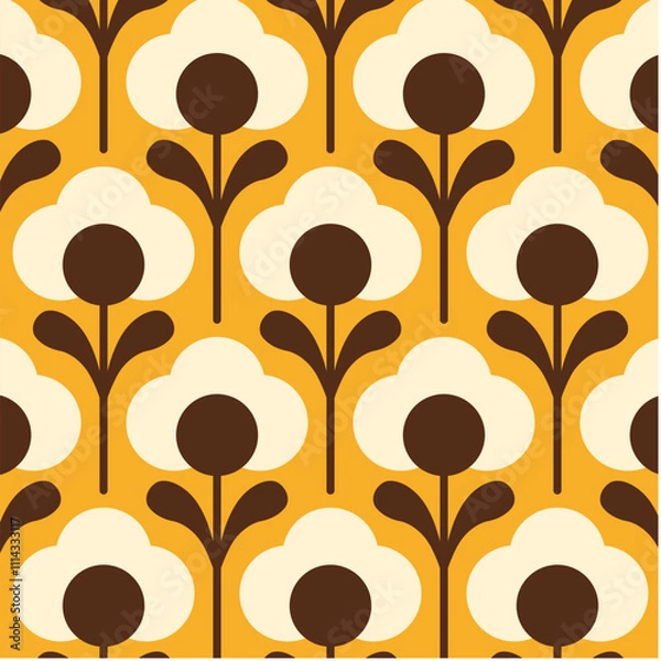 Obraz Geometrical retro flowers, background, textures