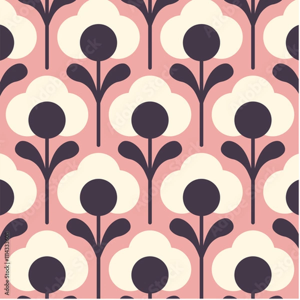 Obraz Geometrical retro flowers, background, textures