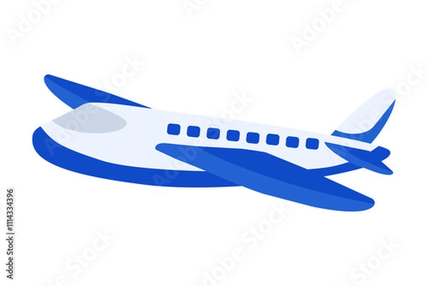 Obraz Blue and white plane. Vector simple color flat illustration.