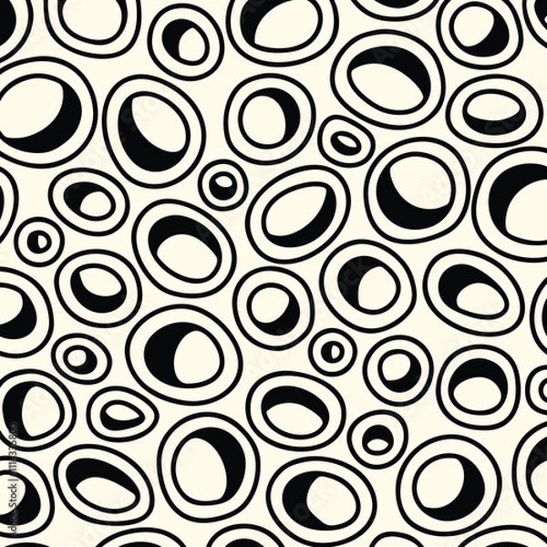Obraz Round seamless pattern of random circles and rings vector image