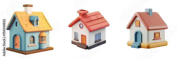 Fototapeta 3d render house isolated on transparent background Cartoon Illustration in plastic style