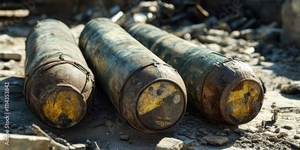 Fototapeta Chemical weapon warheads have been decommissioned and dismantled. The cleanup and disposal of these weapons are handled carefully by the chemical weapons division to remove outdated munitions.