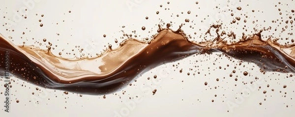 Fototapeta Dark Brown coffee liquid swirl splash with little bubbles isolated on white or transparent background