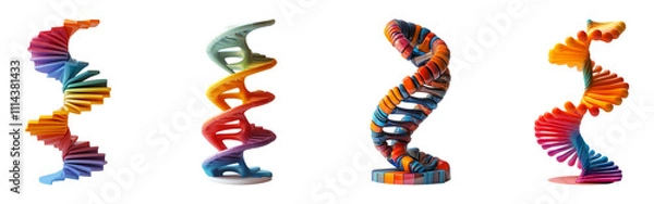 Fototapeta Colorful Spiral Shapes on Transparent Background