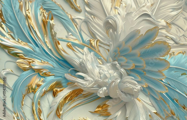 Fototapeta Abstract geometry oil painting color block combination decoration entrance line shading texture art texture light modern luxury simple gold background animals, plants, flowers