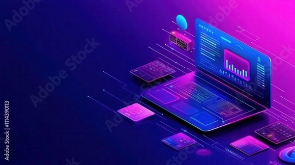 Fototapeta Illustration of AI scanning global payment systems for fraud, technology driving secure financial processes