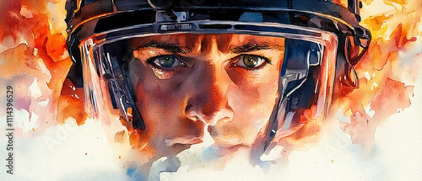 Fototapeta Emergency response training urban environment action portrait intense atmosphere, watercolor concept