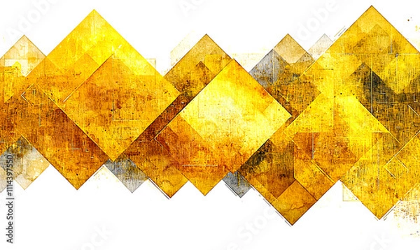 Fototapeta Dynamic golden abstract pattern artistic design digital artwork isolated on white background, watercolor concept