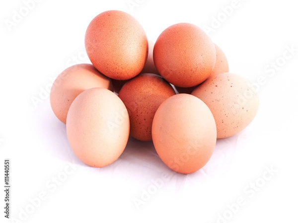 Obraz Eggs on white background