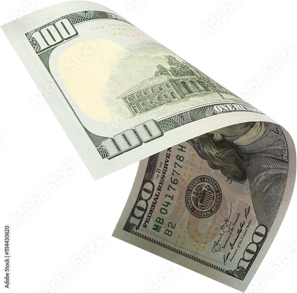 Fototapeta 100 Dollar Note Isolated On a White Background, One Hundred Dollar Currency Note Isolated On a White Background, USA Currency Notes PNG, USA currency Notes Clipart 