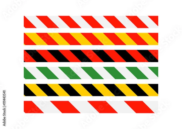 Fototapeta Road signs. Types of multi-colored road warning bands. Vector Il