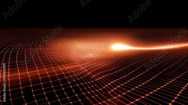 Fototapeta Visualization of energy flow in a space-time grid representing gravitational waves