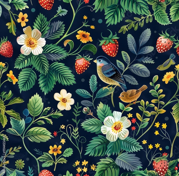 Obraz seamless pattern with birds and flowers