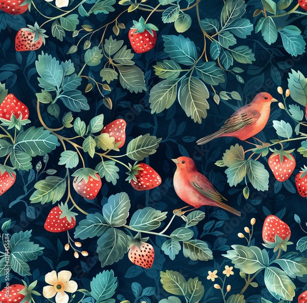 Obraz seamless pattern with birds and flowers