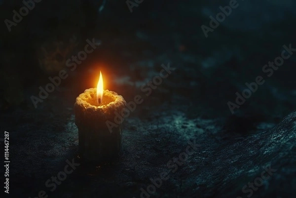 Fototapeta A single flickering flame against a dark background, symbolizing the undying spirit of freedom