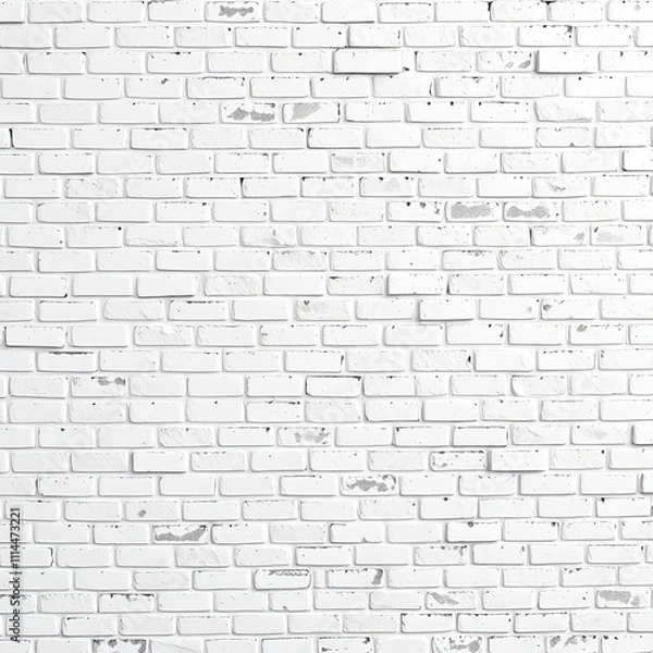 Fototapeta Panoramic White Brick Wall. Abstract Brick Wall Background Texture. Restoring Old Brick Wall Painted Whitewash. Grunge Wide Angle Wallpaper or We